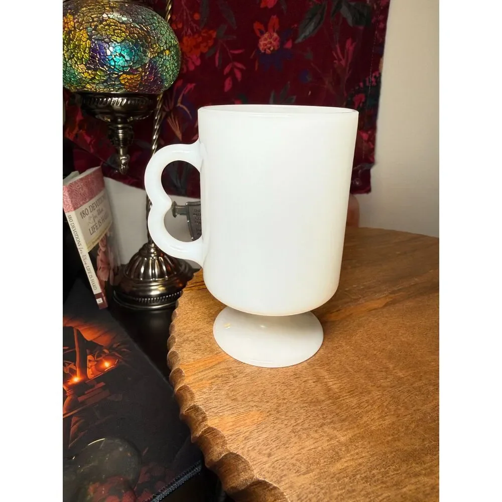 Rare Gulf Shores Milk Glass Pedestal Mug